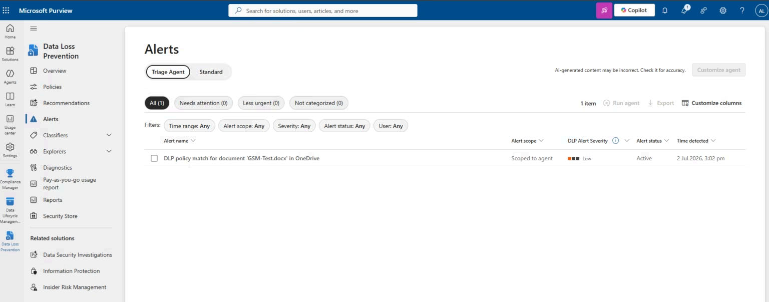 DLP Alerts Dashboard