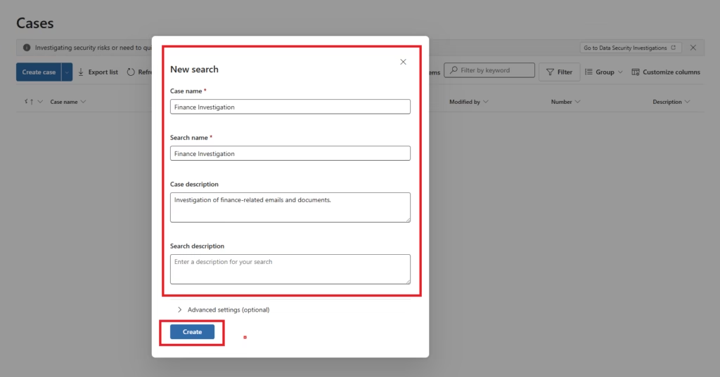 Create Case Form