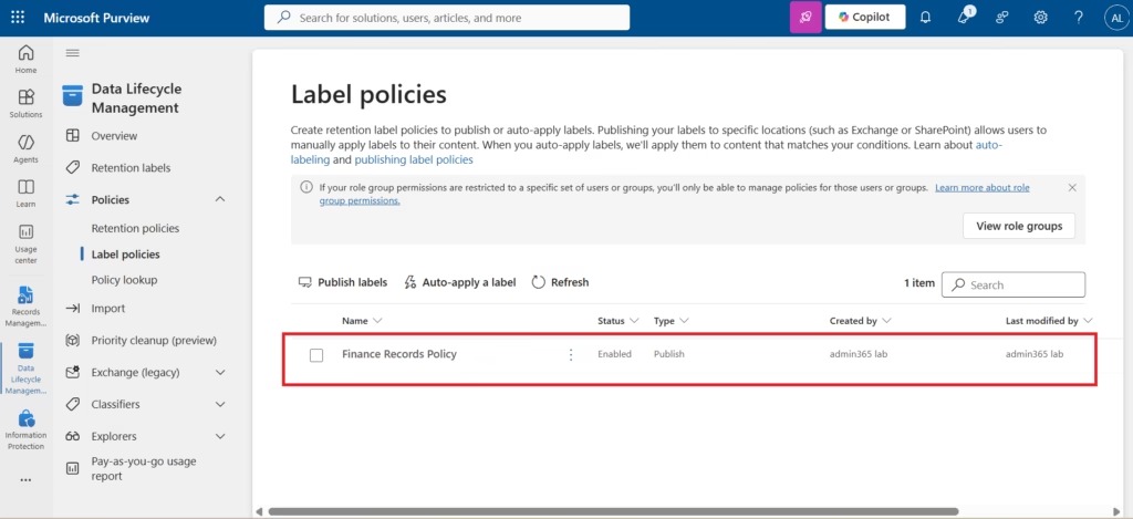 Label Policies Published